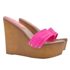 Zeppa fucsia sandali donna con