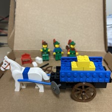 RARO Lego Forestmen 1680 Carrello del Fieno con Contrabbandieri 100% Completo di Figurine