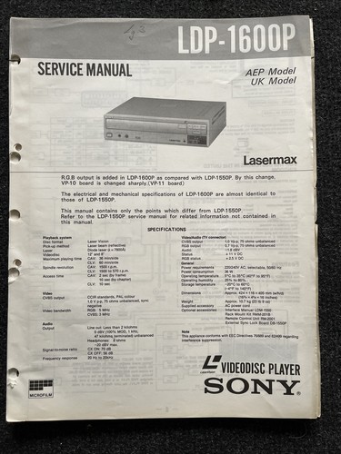 Sony ldp 1600p - sony, laserdisc