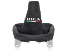 PER FIAT IDEA 2003-2012 CUFFIA LEVA CAMBIO PELLE NERA RICAMO BIANCO Italia