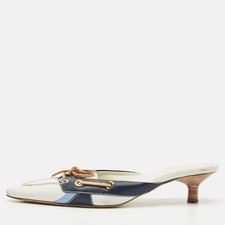 Mules Tods in pelle blu bianco