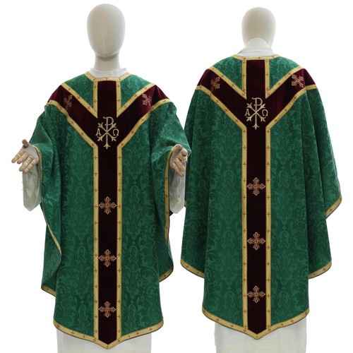 Casula semi gotica - semi-gotica, verde/rossa