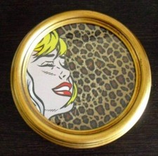 cornice tonda oro in legno con stampa Roy Lichtenstein 20x20cm