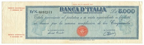 5000 lire titolo provvisorio - titolo,
