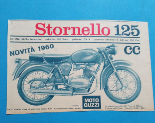 Pubblicita 1960 moto guzzi - moto,