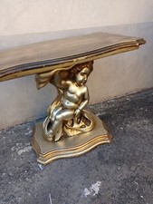 TAVOLINO CON PUTTO LEGNO DORATO - PORTA TV O DA SALOTTO - GIREVOLE - 1940 EMILIA