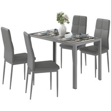 Set da Pranzo Grigio 5 Pezzi Rettangolare con 1 Tavolo e 4 Sedie Moderne
