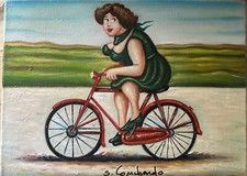 Salvo Lombardo - In Bici- olio su tela - cm 30 X 40