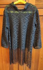 Maglia Cappa da donna Zara Basic Collection con frange - Colore nero - Taglia S