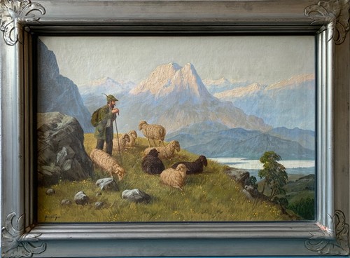 Quadro olio paesaggio alpino
