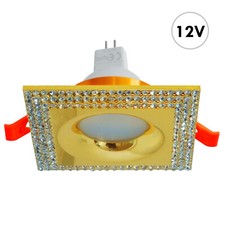 Faretto quadrato oro cristalli