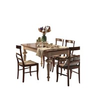 TAVOLO SHABBY ALLUNGABILE GAMBA TORNITA IN LEGNO AVORIO/NOCE L.180 P.90 H.80.