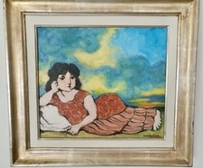 Cantatore Domenico, Odalisca, 35x45 Acrilico Su Tela Di Juta