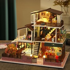 Casa modello giocattolo romantico fai da te 3D puzzle in legno casa delle bambole per adulti bambini regalo di Natale