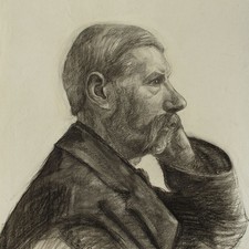 Ritratto maschile di profilo realismo Zofia Mierzeevska pezzo unico disegno fine XIX secolo