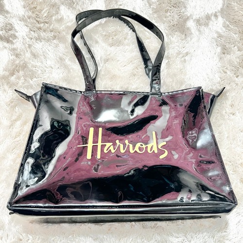 Harrods logo tote glossy - harrods, black