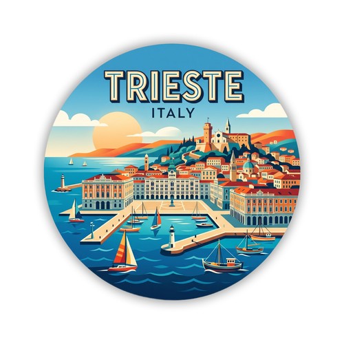 Adesivo trieste italia vintage - trieste,