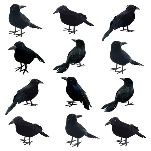 12pcs halloween black crows - black,