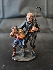 Statuina presepe Confalonieri Chialu' anni 40' cartapesta pasta Anziano bambino 