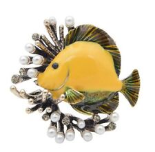 Spilla gioiello pesce giallo e