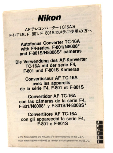 Nikon foglio uso converter - foglio,