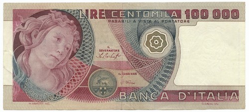 100000 lire banca italia - lire, d'italia