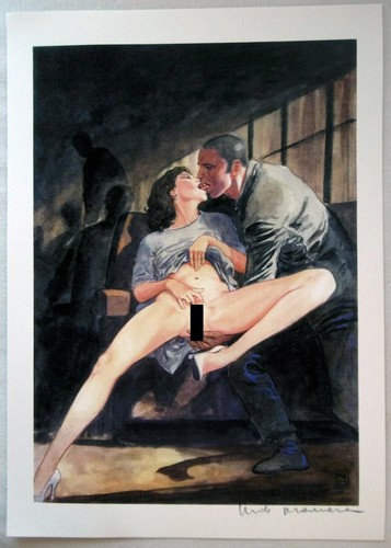 Manara stampa firmata bacio - manara, bacio.