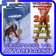 CALZE AUTOREGGENTI SANAGENS CHAMPAGNE 140DEN  2+1 DOPPIA FASCIA SILICONE 18/22Hg