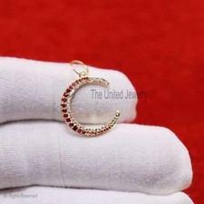 Ciondolo in oro giallo 14 kt con diamanti naturali e rubini e diamanti a...