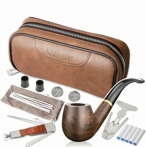 Tobacco smoking pipe - smoking, pipe,leather