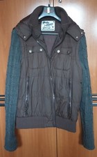 Giubbotto Yole Home marrone ,cappuccio e maniche in lana grigie staccabili.T: 50