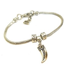 Bracciale snake con ciondolo corno portafortuna da uomo donna braccialetto