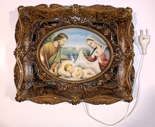 QUADRO ANTICO IN GESSO LA SACRA FAMIGLIA CON LUCE INTERNA cm. 38 x 31 spessore 5