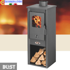 Stufa a Legna Caminetto Stufa BLIST 7 Kw Antracite Riscaldamento Casa acciaio