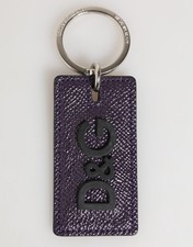 Dolce & Gabbana Anello In Metallo Con Logo In Pelle Viola Portachiavi Da Uomo
