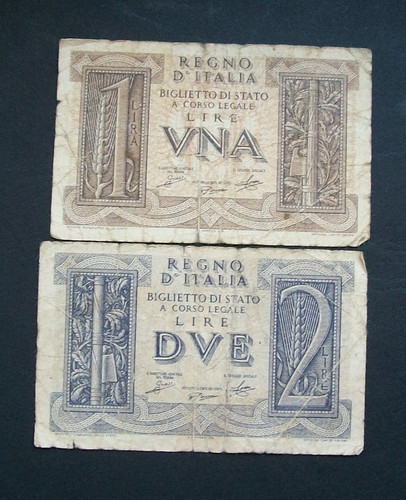 Coppia banconote 1 lira - coppia,