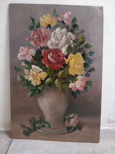 Dipinto olio tavoletta vaso - dipinto, su