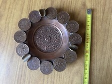 POSACENERE CON CALENDARIO AZTECO E MONETE MESSICO CENTAVOS CA