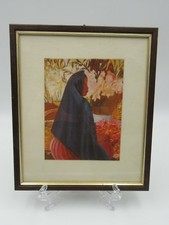 QUADRO MINIATURA PAESAGGIO FIGURA C. DAL DEGAN CON Cornice ARTE vintage 900