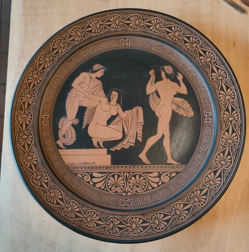 Piatto terracotta dipinto - in,