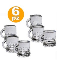 6 Bicchierini Da Liquore Mini Boccale Cicchetto Shot Rum Vodka In Vetro Chupitos