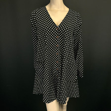 Abito donna nero a pois Missguided taglia 10 stile camicia smock con taschino