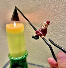 Spegni Candela Babbo Natale Statua Metallo Nero Decorazione Addobbo