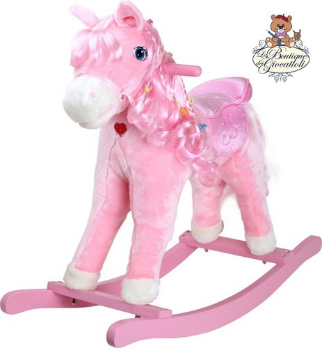 Cavallo dondolo rosa - a, con