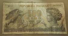 1966 italy 500 lire note - lire,