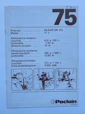 Escavatore Poclain 75 Caratteristiche Tecniche in italiano