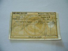 BIGLIETTO TRENO FORZE ARMATE DELLO STATO MINISTERO DELLA GUERRA ROMA-MILANO.