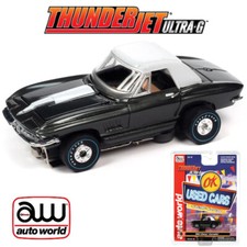 Auto World Thunderjet Ok Auto Usate 1967 Chevrolet Corvette Nera HO Slot Car
