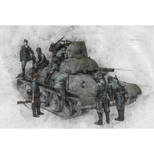 1/35 WWII Soldatini Tedeschi Ispezione T-34 Set (8 Figurine) Non Verniciato Non Assemblato