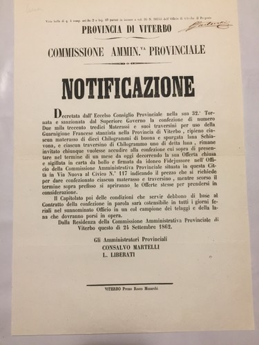 155 manifesto viterbo 1862 - viterbo,
